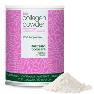 Kollagenpulver med B12 og C-vitamin - 250 g marinekollagen â Kollagenpulver til daglig brug i mad og drikke. Indeholder marint kollagen, C-vitamin og B12-vitamin. - 1 stk.